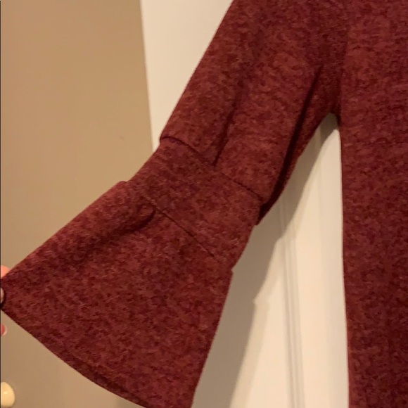 Red/maroon sweater dress with bell sleeves - Picture 2 of 4